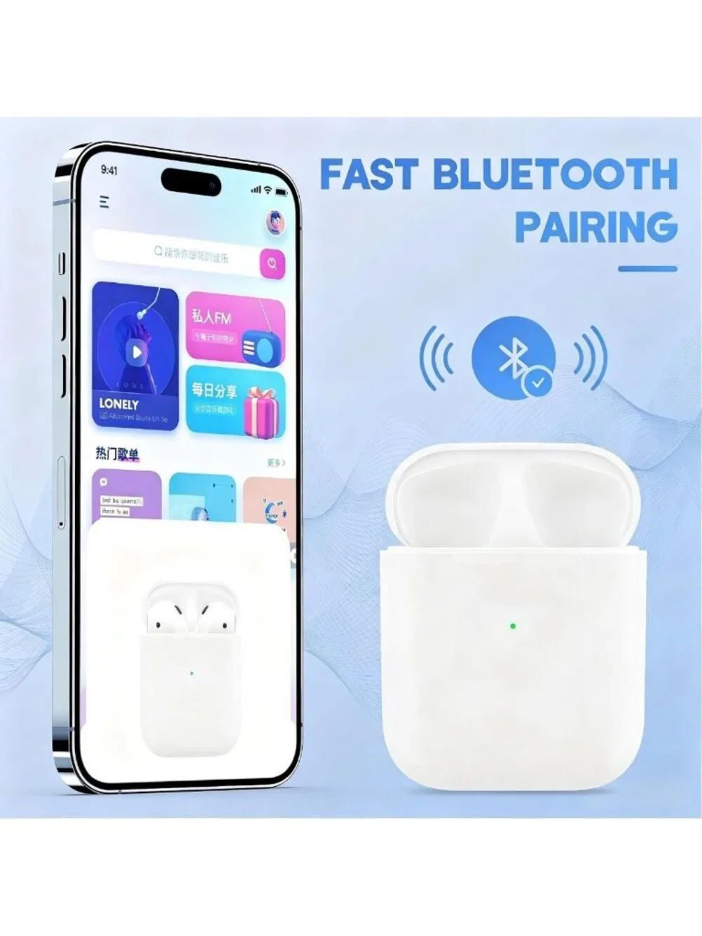 Replacement Charging Case for AirPods 2nd Gen - Bluetooth Sync, Portable